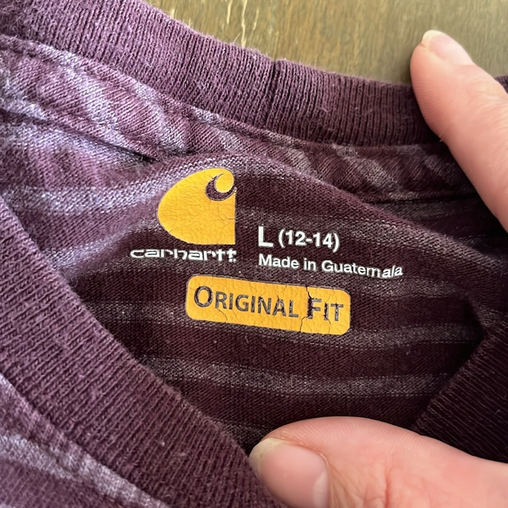 Carhartt Maroon Striped Pocket Tee large - Picture 3 of 4